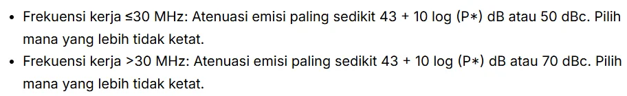 Persyaratan spurious emission transiver radio amatir