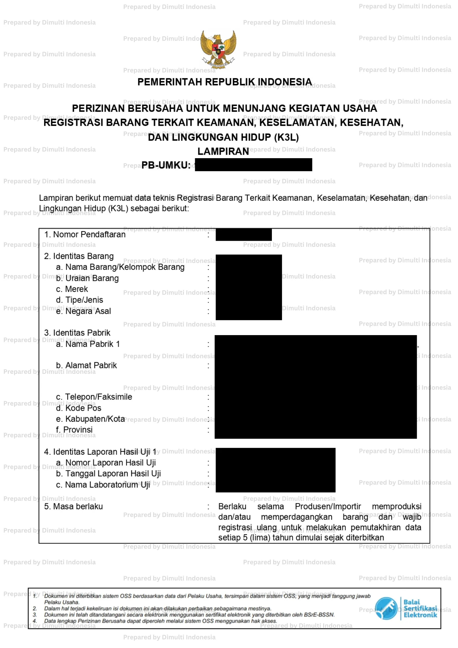 K3L Sample Certificate