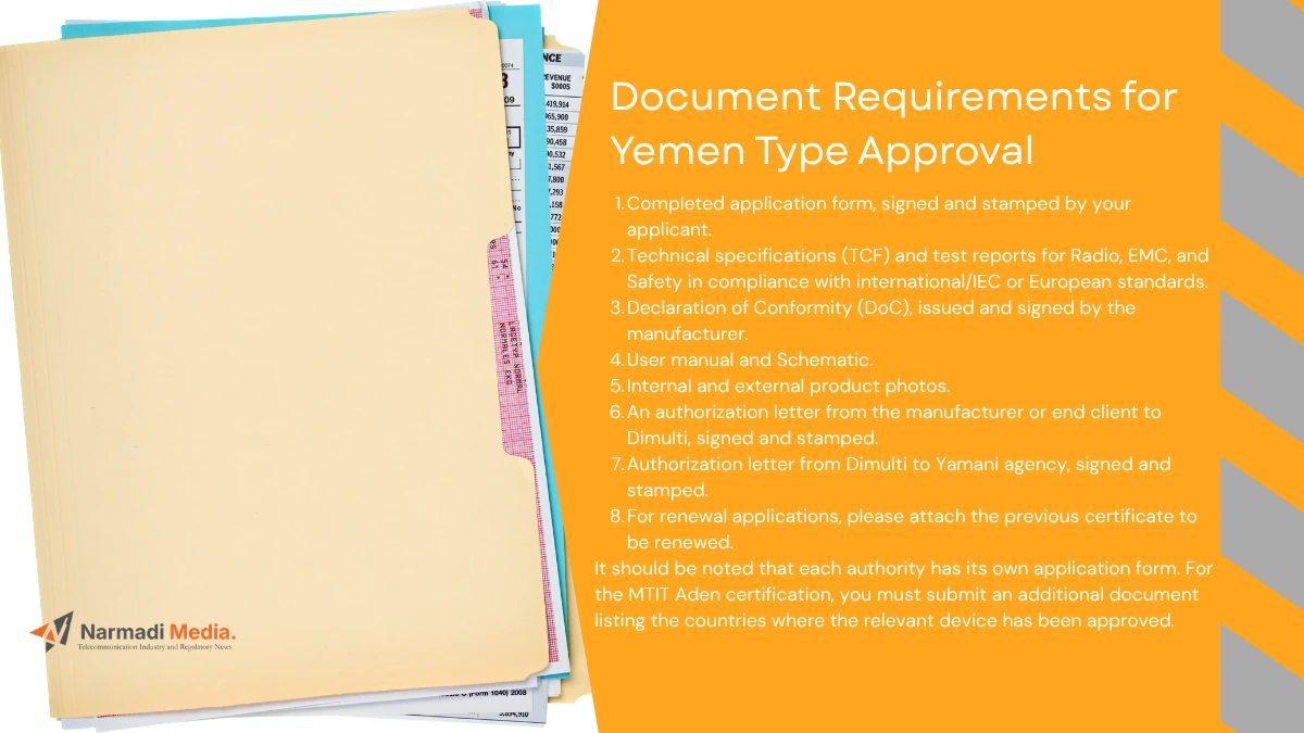 Document Requirements for Yemen Type Approval 2