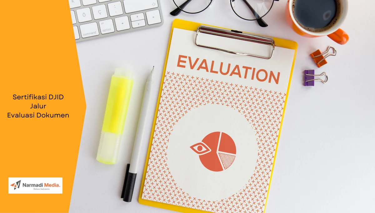 Ilustrasi dokumen dan alat tulis lainnya. Ini semua tentang sertifikasi djid jalur evaluasi dokumen.