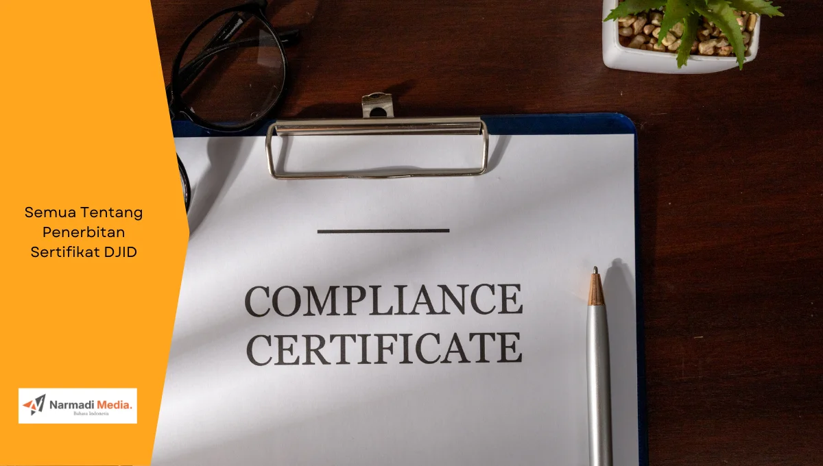 Ilustrasi sertifikat yang dikeluarkan untuk alat telekomunikasi. Ini semua tentang penerbitan sertifikat DJID.