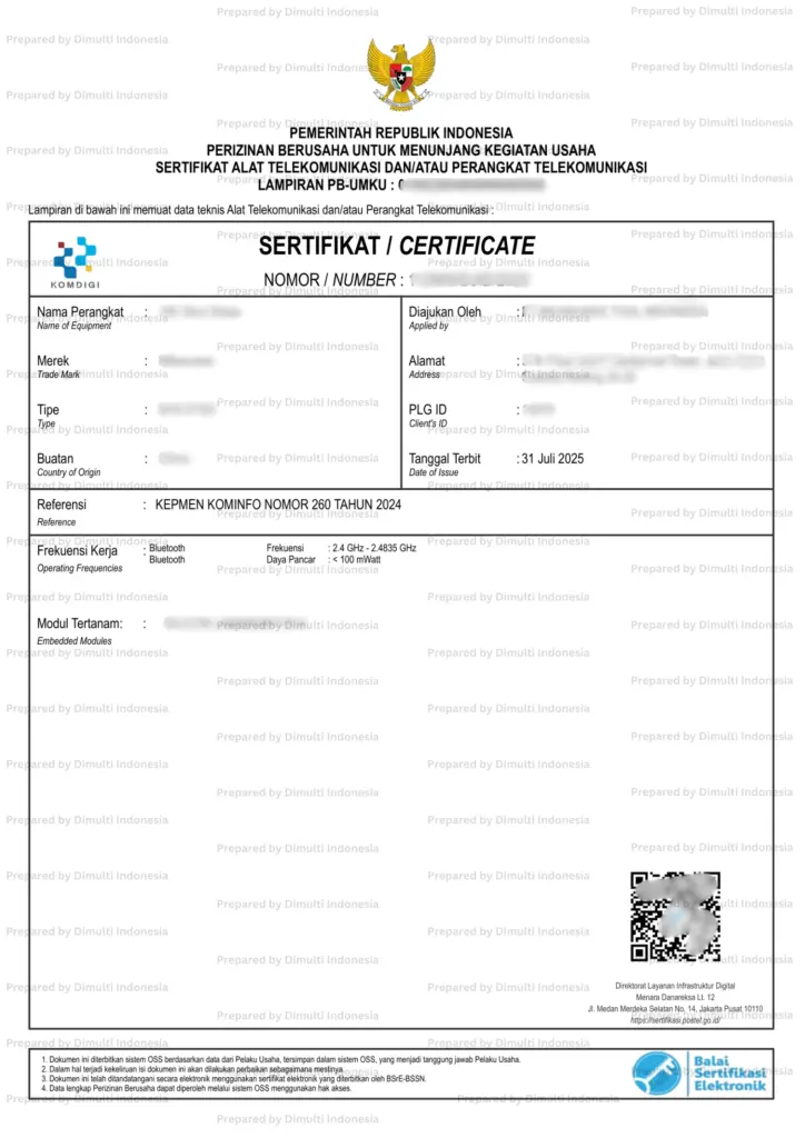 Contoh sertifikat DJID.