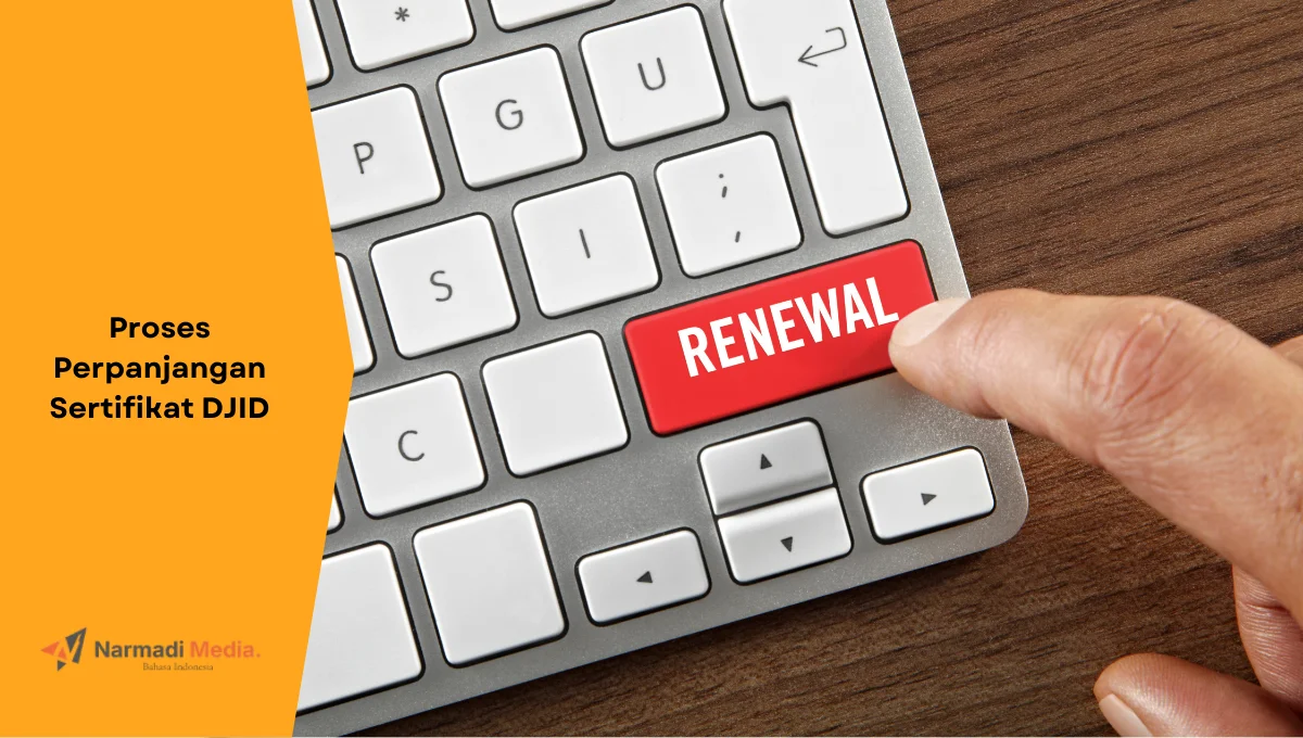 Ilustrasi keyboard dengan tombol pembaharuan, representasi perpanjangan sertifikat DJID