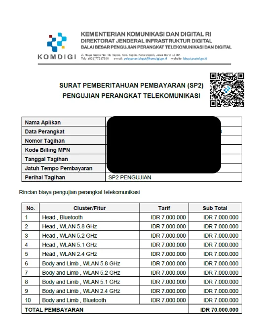 Contoh SPP pengujian sampel di BBPPT.