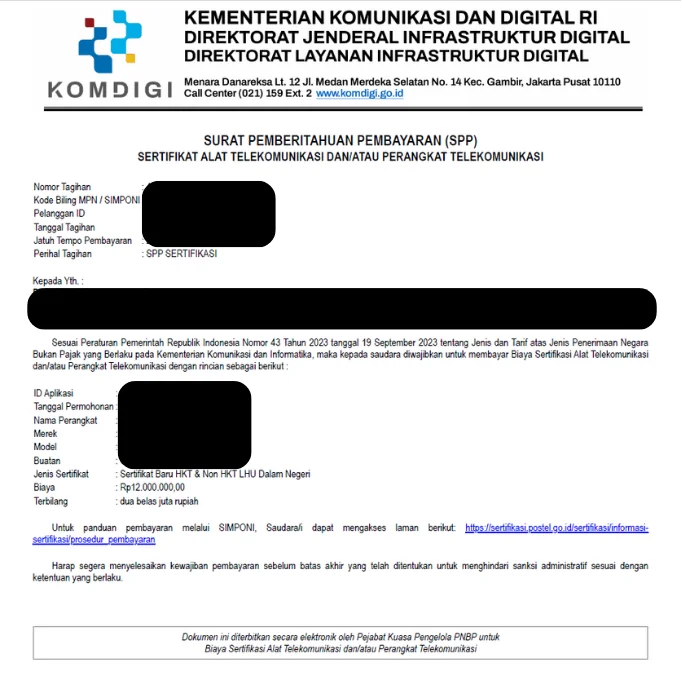 Contoh SPP Sertifikat DJID.
