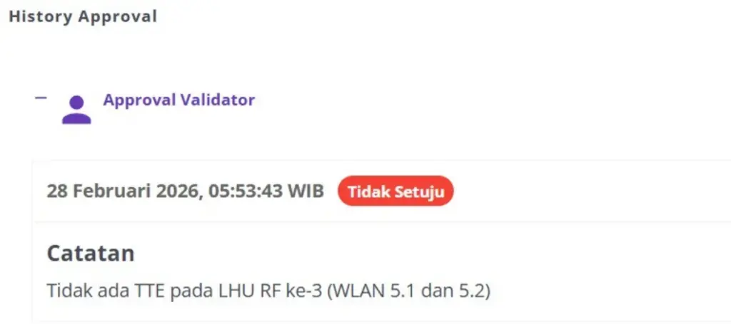 Contoh alasan penolakan sertifikasi DJID.