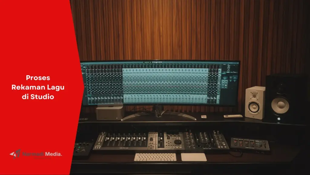 Berbagai gear yang digunakan untuk rekaman lagu di studio.