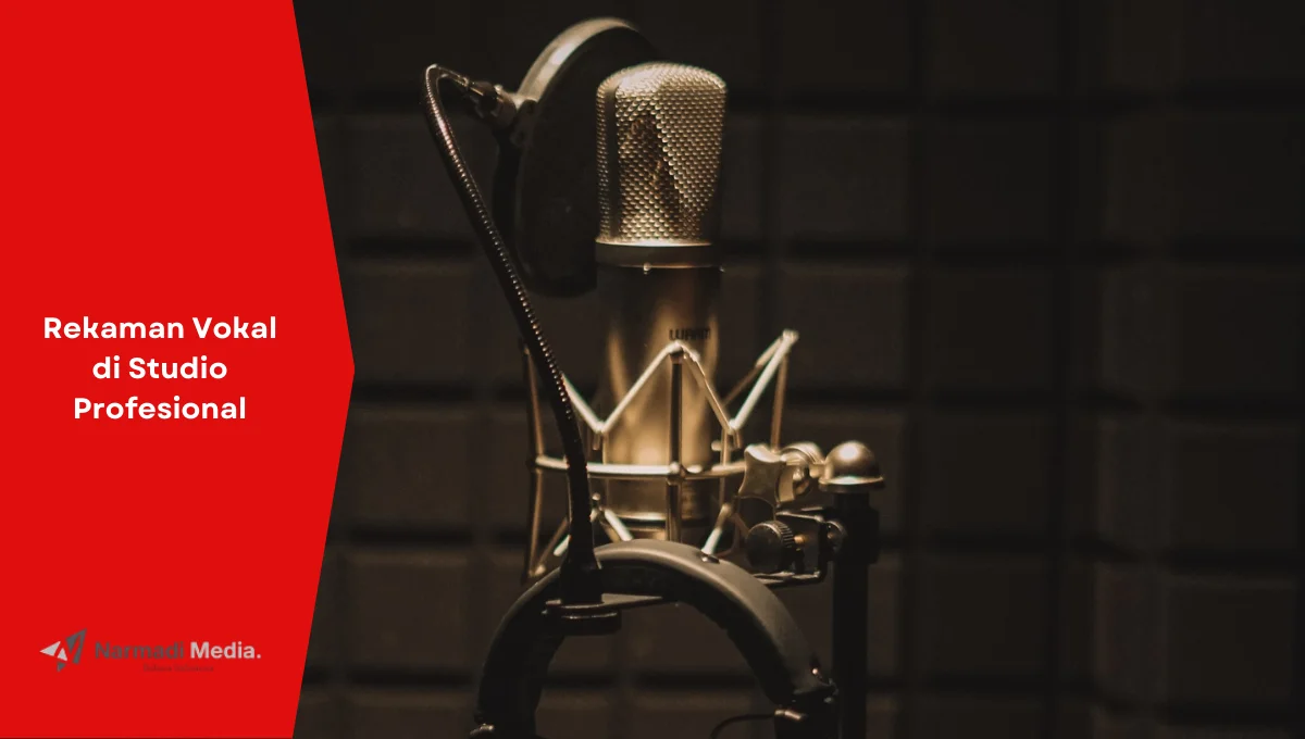 Mikrofon yang digunakan untuk rekaman vokal di studio profesional.