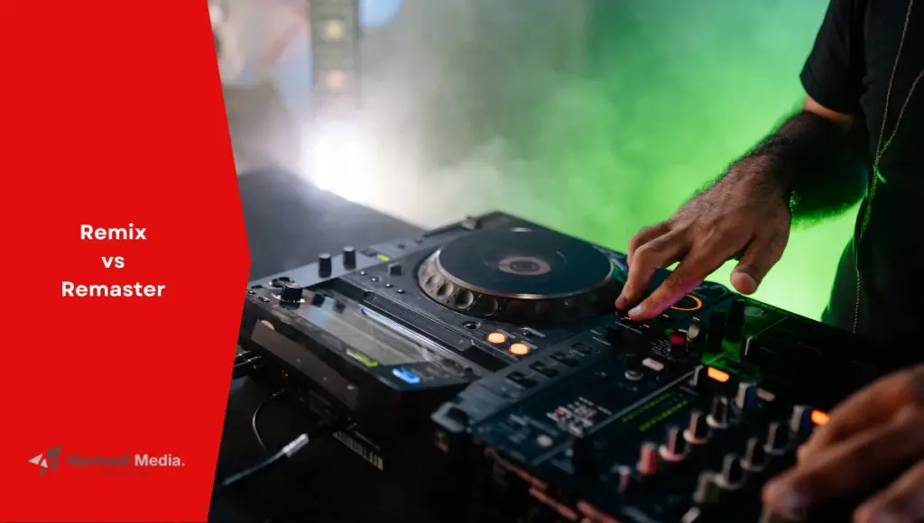 Ilustrasi DJ melakukan remix lagu. Ini perbedaan remix vs remaster lagu.