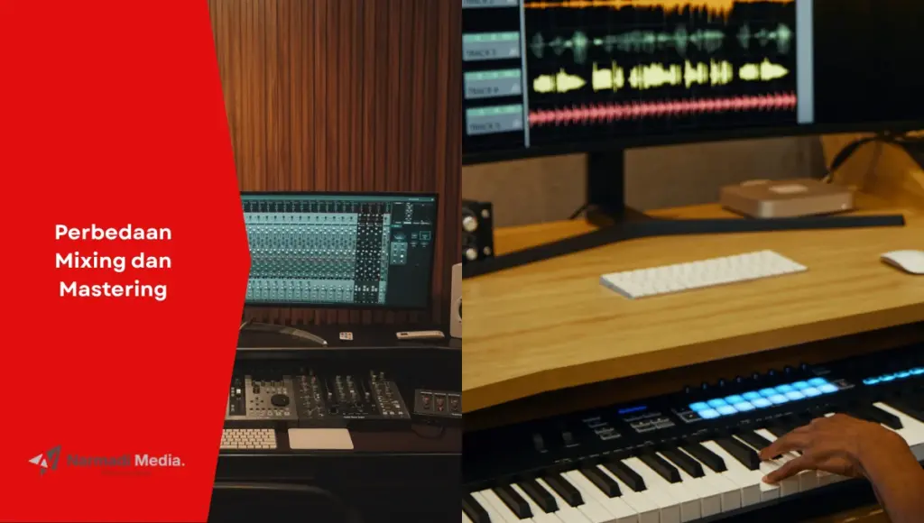 Ilustrasi melakukan mixing dan mastering lagu. Ini perbedaan mixing dan mastering lagu.