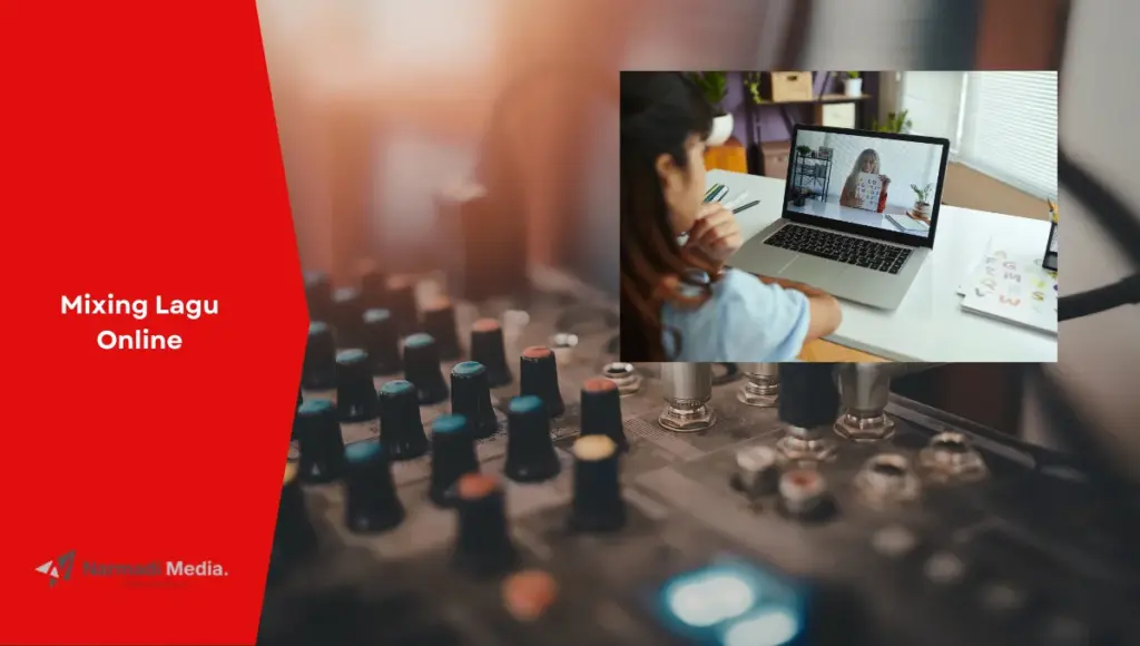 Ilustrasi melakukan mixing lagu dan teleconference. Begini proses mixing lagu online.