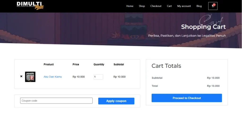 Tampilan ketika mengklik menu View Chart di Dimulti Music.